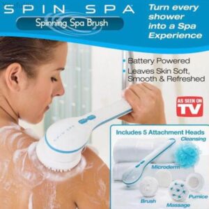 Electric Shower Brush 5 In 1 Spin Spa Multi-Functional Long Handle Bath Scrubber Waterproof Massager Health Care Tool