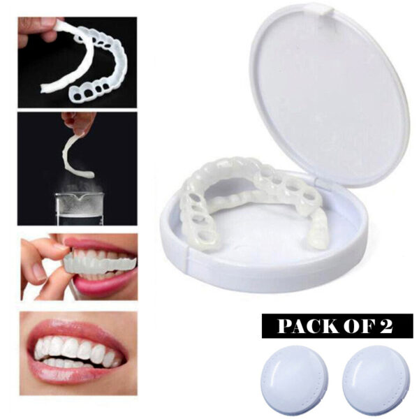 Pack Of 2 Pairs Snap-On Smile Custom Fit Perfect Smile Veneers In 3 Easy Steps 2 packs