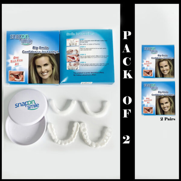 Pack Of 2 Pairs Snap-On Smile Custom Fit Perfect Smile Veneers In 3 Easy Steps new