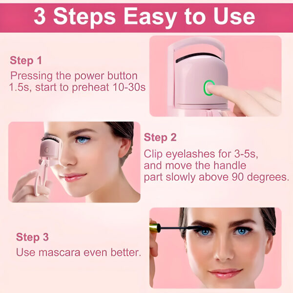 Rechargeable Mini Electric Eyelash Curler for Quick Long-Lasting Curling Ideal Tool for Women