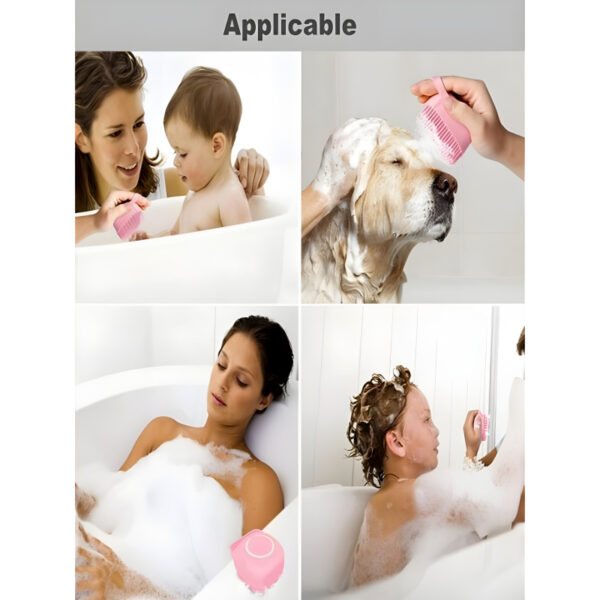 Set of 2 Soft Silicone Massage Bath Brushes with Soap Dispenser and Easy-Clean Design applications