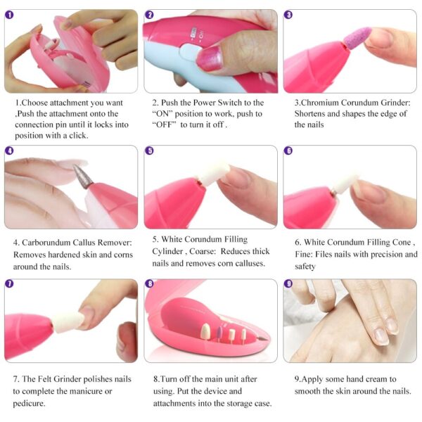 TOUCH Beauty Nail Files Electric Salon 5 In1 Nail Art Care Tools Kit Portable Manicure Pedicure work manual